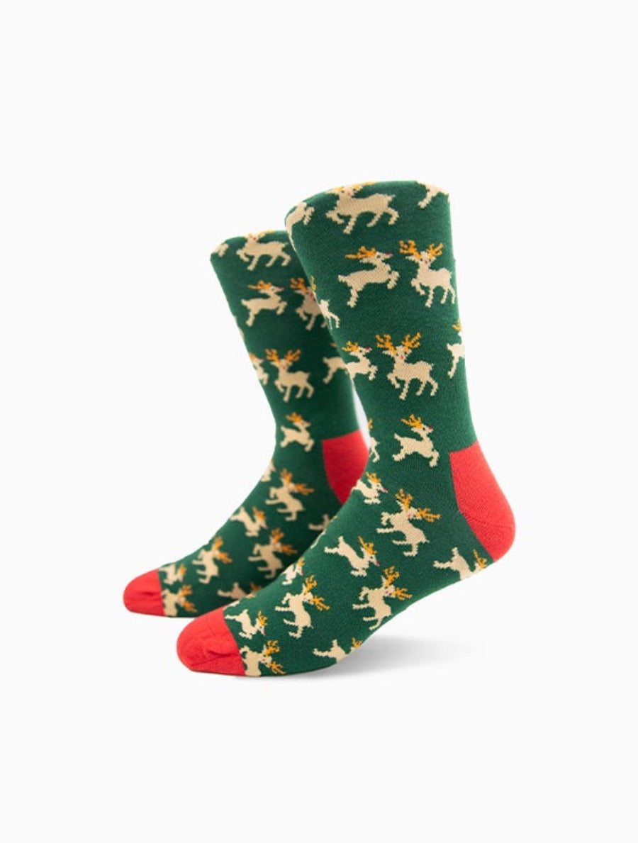 darius Rentier-Socken, Weihnachtssocken mit Rentier-Motiv “Happy Deer” von We are Socks! ✓Hand gekämmte Biobaumwolle ✓Angenehmer Tragekomfort ✓Bunte Socken ✓Design Socken ✓Good Mood Socken