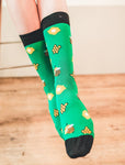 Grüne Socken mit Bienen-Motiv und Honigwaben “Bee Me” von We are Socks!