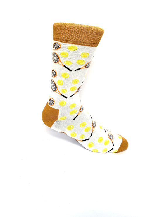 Weiße Socken “Grand Slam” von We are Socks! ✓Hand gekämmte Biobaumwolle ✓Angenehmener Tragekomfort ✓Gute-Laune-Drops in Sockenform