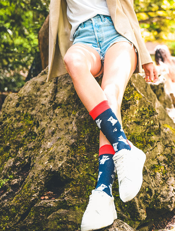 Eisbär-Socken mit Baby-Eisbär-Motiv “Knut in Heaven” von We are Socks! ✓Socken mit Eisbär ✓Hand gekämmte Biobaumwolle ✓Angenehmer Tragekomfort